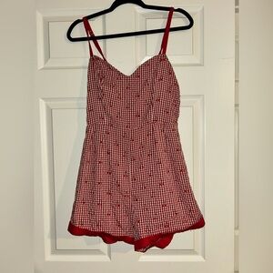 Unique Vintage Red Gingham Romper